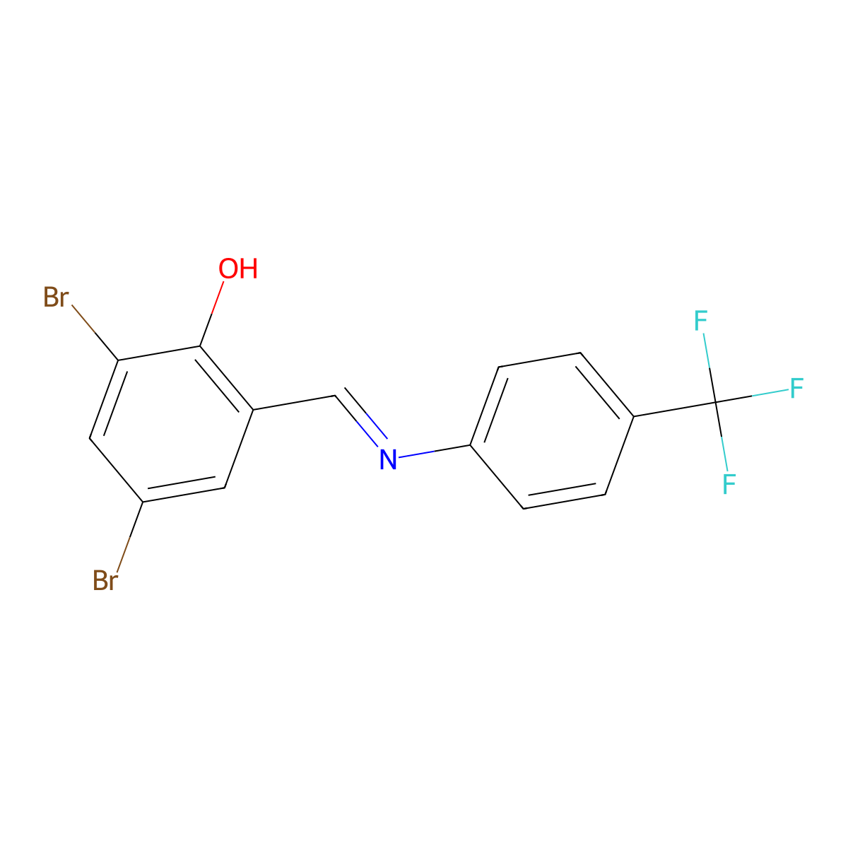2,4-Dibromo-6-({[4-(trifluoromethyl)phenyl]imino}methyl)benzenol molecular structure, CAS 391607-57-1