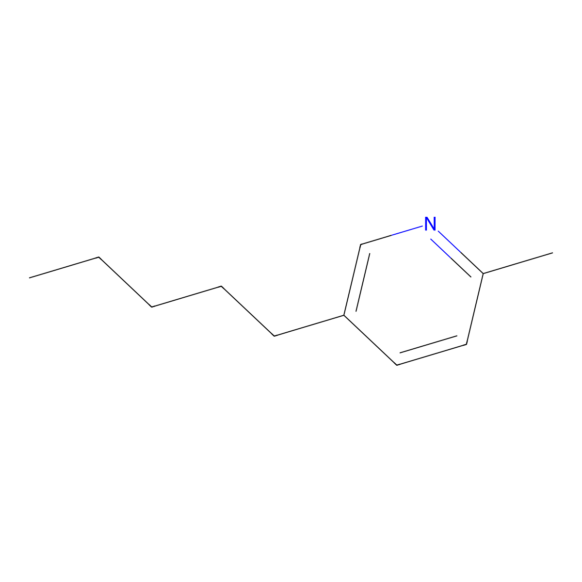 2-Methyl-5-pentylpyridine molecular structure, CAS 39161-35-8