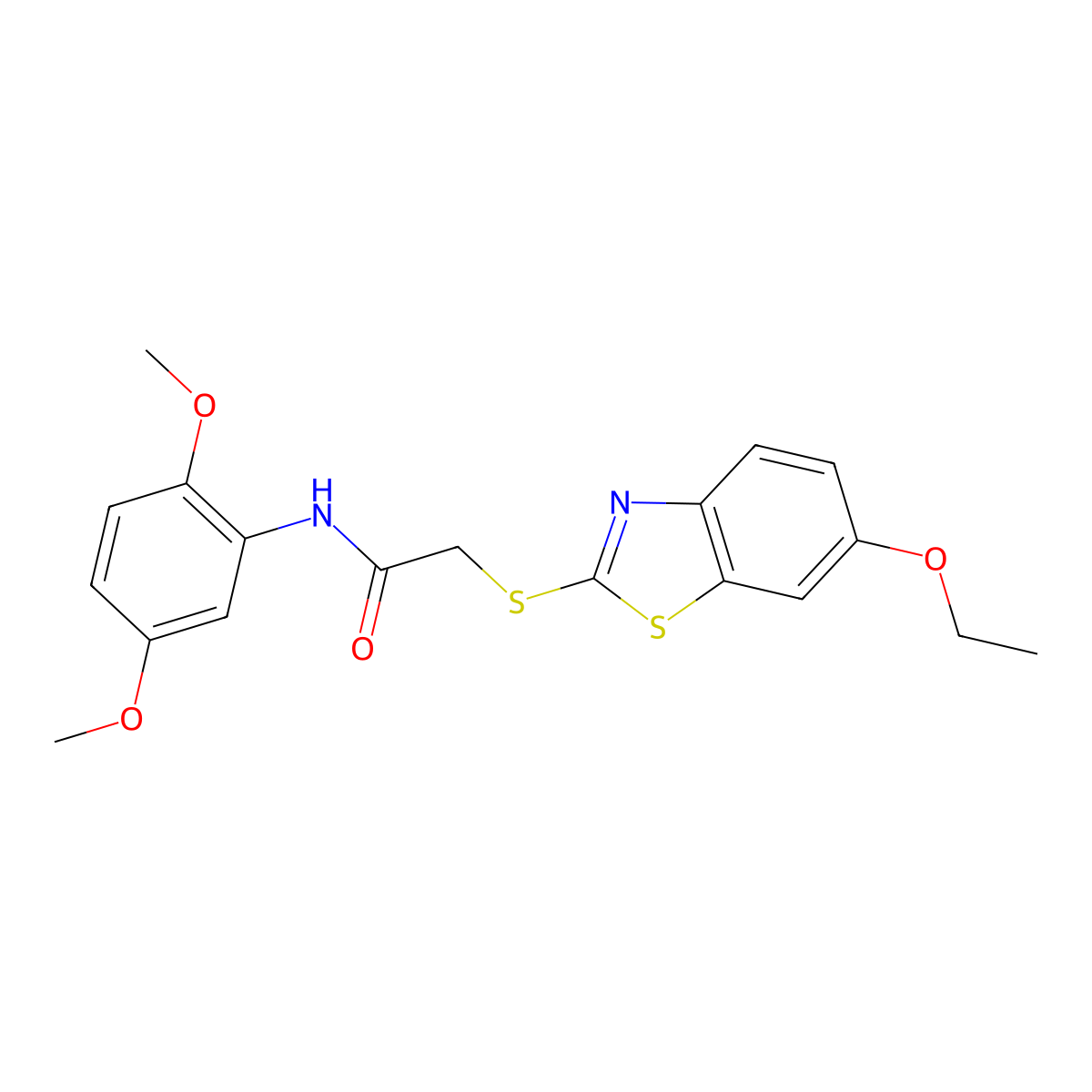 N-(2,5-dimethoxyphenyl)-2-[(6-ethoxy-1,3-benzothiazol-2-yl)sulfanyl]acetamide molecular structure, CAS 391614-34-9