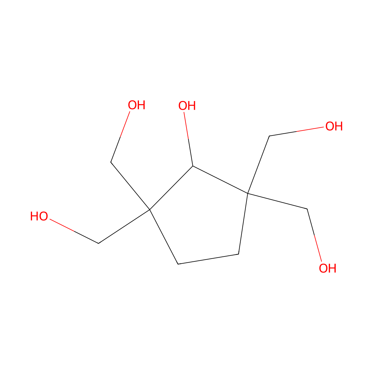 2,2,5,5-Tetrakis(hydroxymethyl)cyclopentan-1-ol molecular structure, CAS 39163-81-0