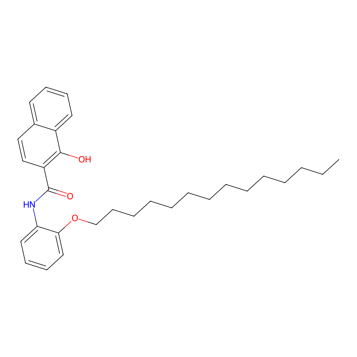 2-Naphthalenecarboxamide, 1-hydroxy-N-[2-(tetradecyloxy)phenyl]- molecular structure, CAS 39163-92-3