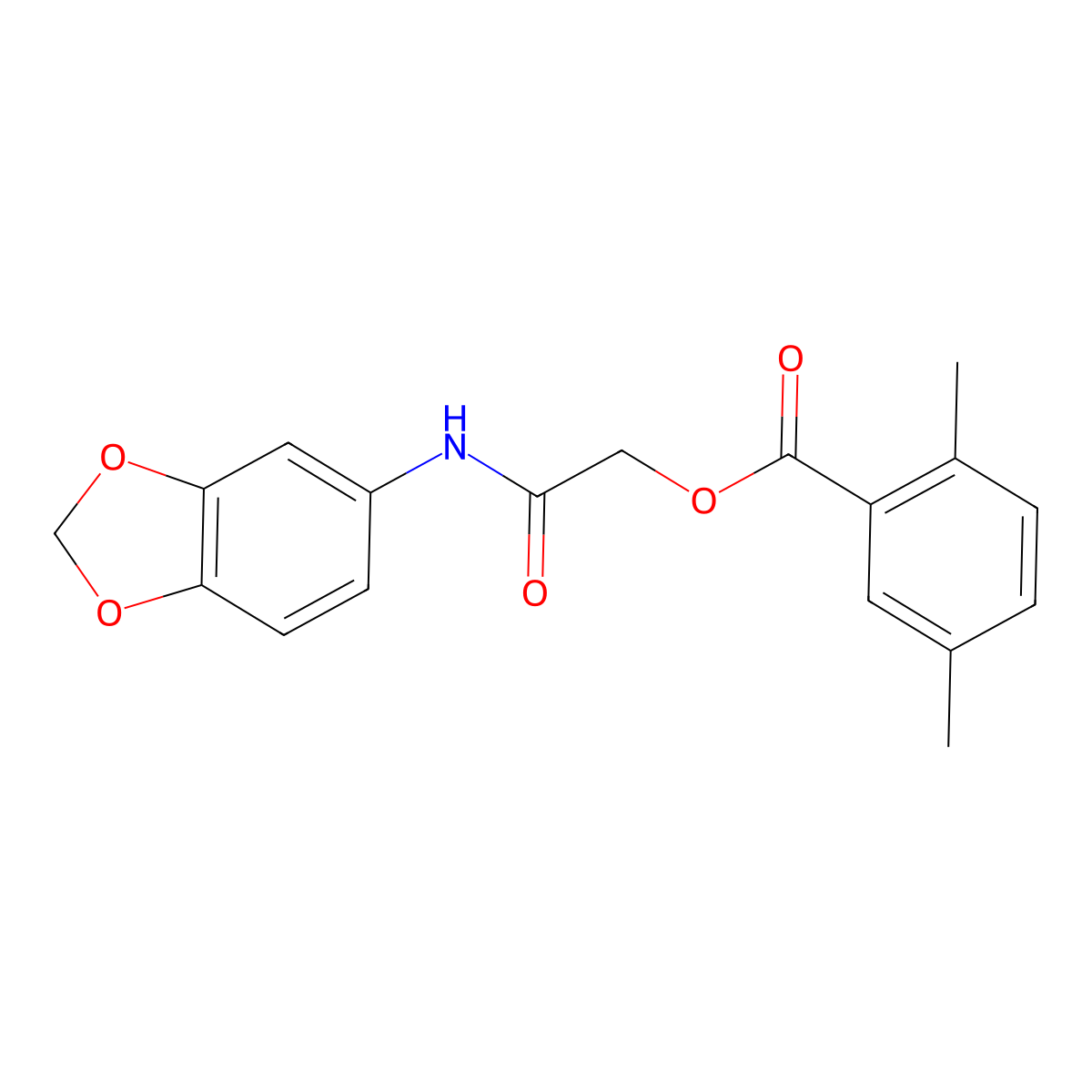 [(2H-1,3-benzodioxol-5-yl)carbamoyl]methyl 2,5-dimethylbenzoate molecular structure, CAS 391633-37-7