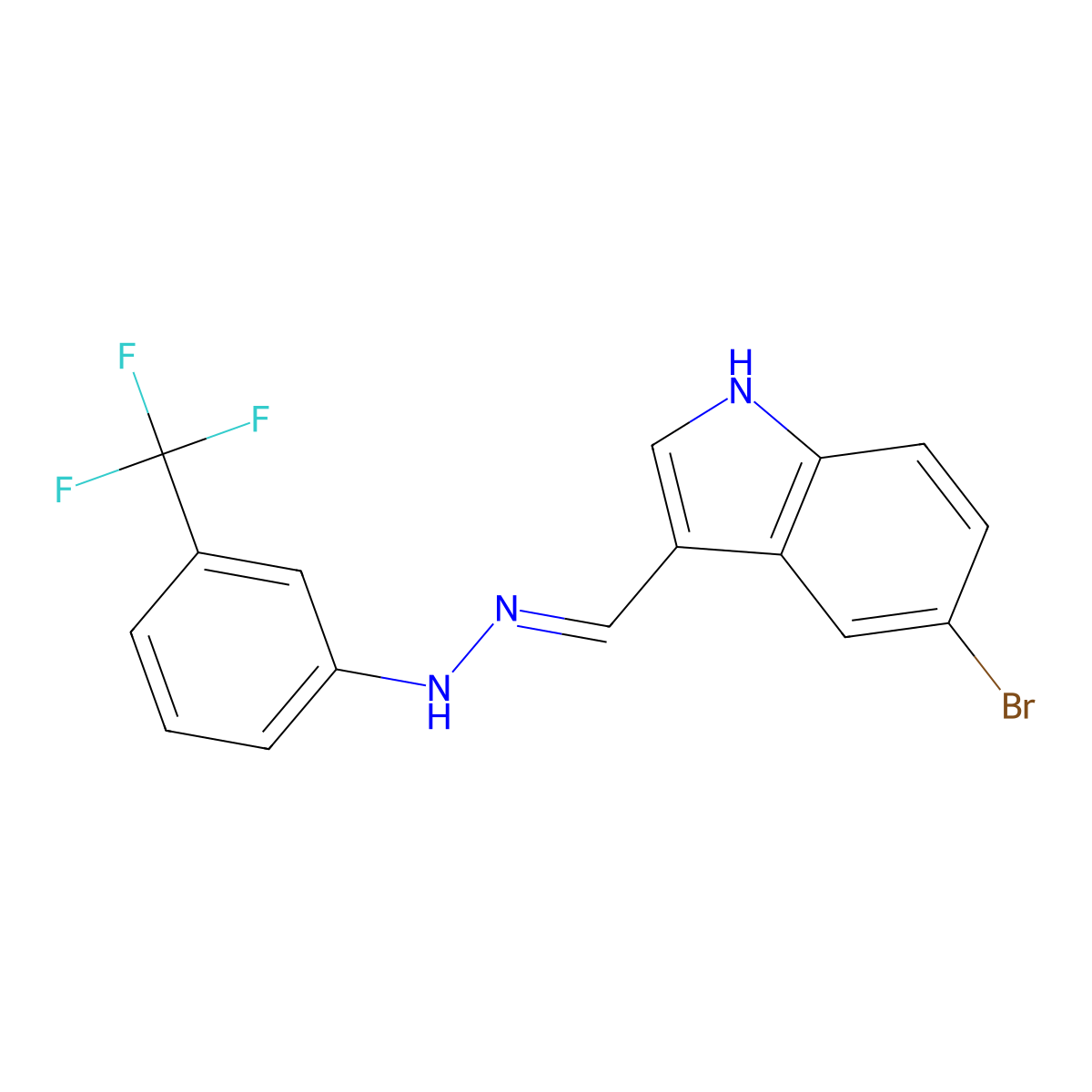 5-bromo-1H-indole-3-carbaldehyde N-[3-(trifluoromethyl)phenyl]hydrazone molecular structure, CAS 391637-69-7
