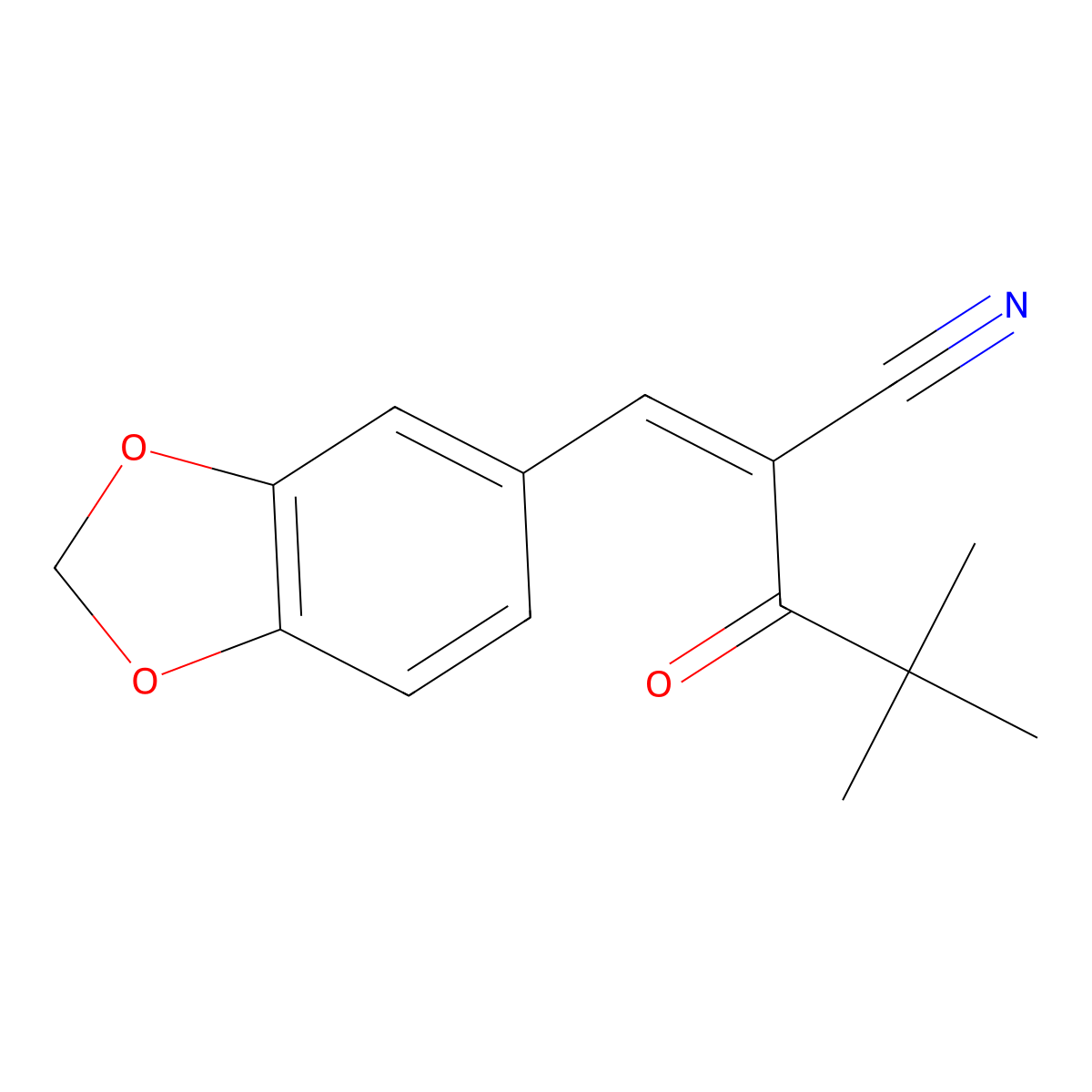 2-(1,3-Benzodioxol-5-ylmethylidene)-4,4-dimethyl-3-oxopentanenitrile molecular structure, CAS 391649-79-9