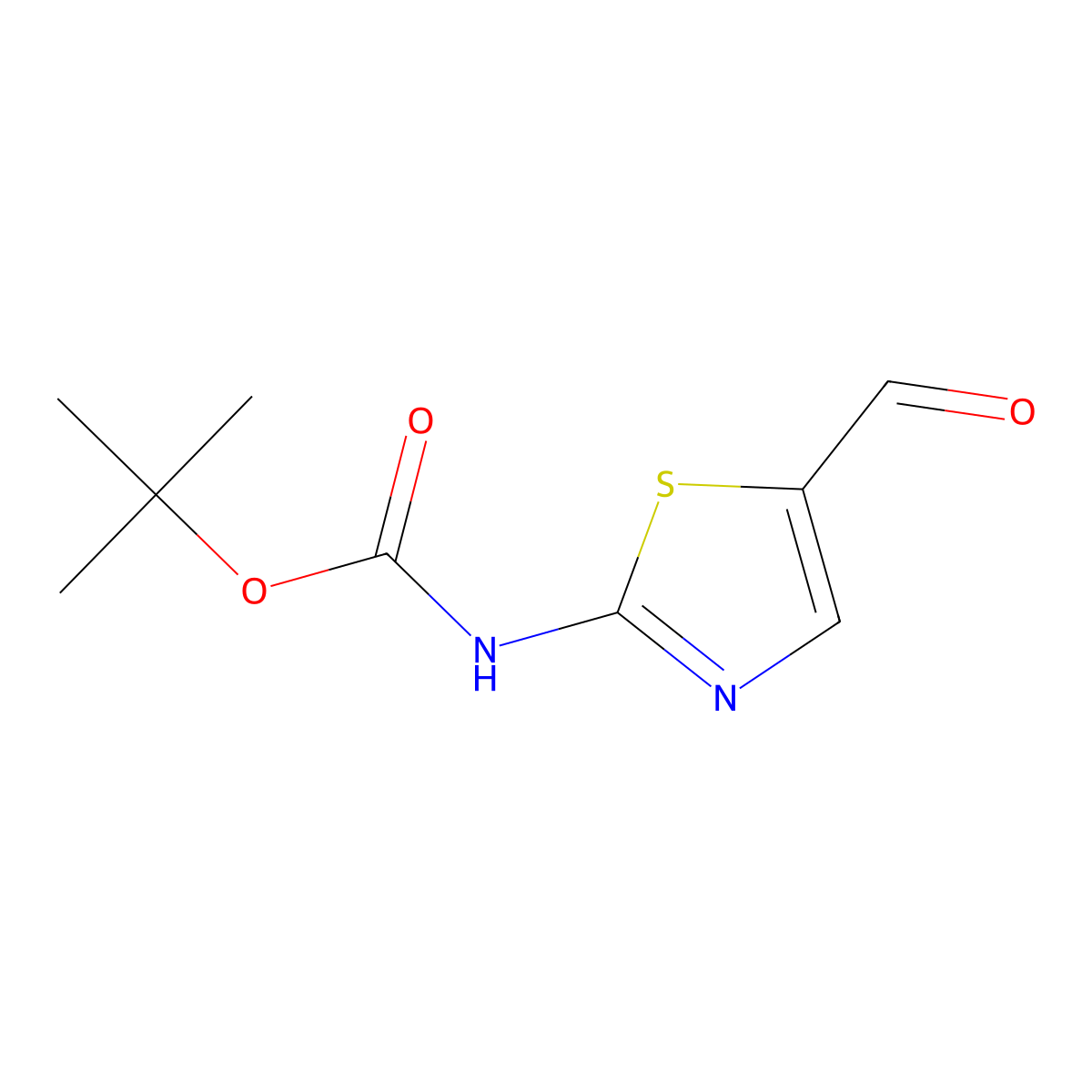 tert-butyl N-(5-formyl-1,3-thiazol-2-yl)carbamate molecular structure, CAS 391668-77-2