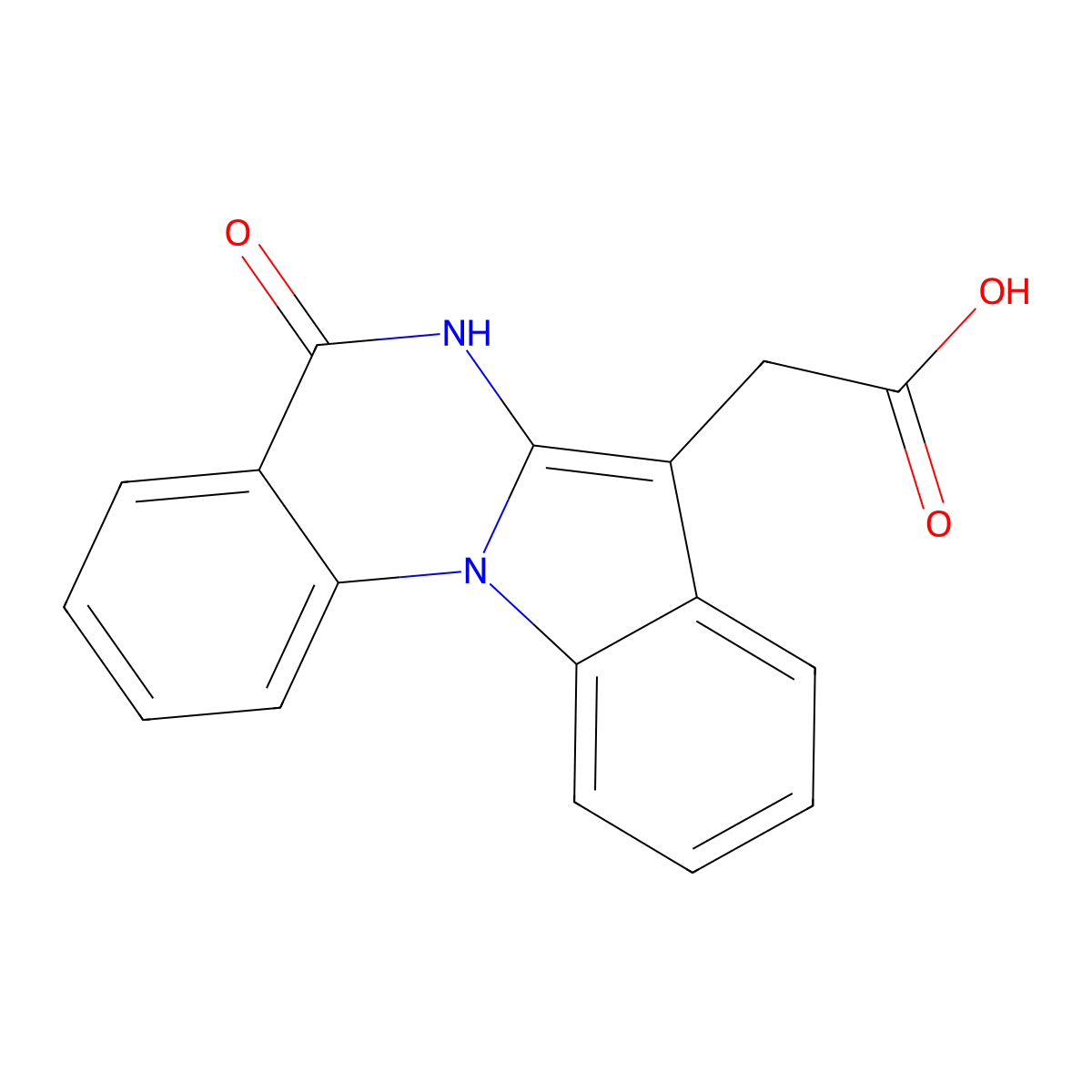 (5-Oxo-5,6-dihydroindolo(1,2-a)quinazolin-7-yl)acetic acid molecular structure, CAS 391670-48-7