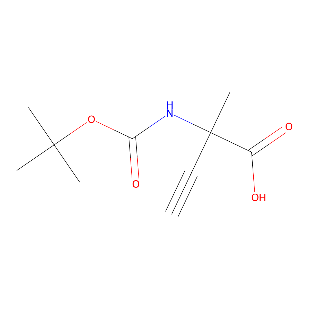 (S)-2-((tert-Butoxycarbonyl)amino)-2-methylbut-3-ynoic acid molecular structure, CAS 391678-36-7