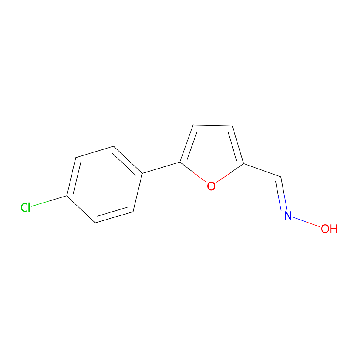 2-Furancarboxaldehyde, 5-(4-chlorophenyl)-, oxime molecular structure, CAS 39170-10-0