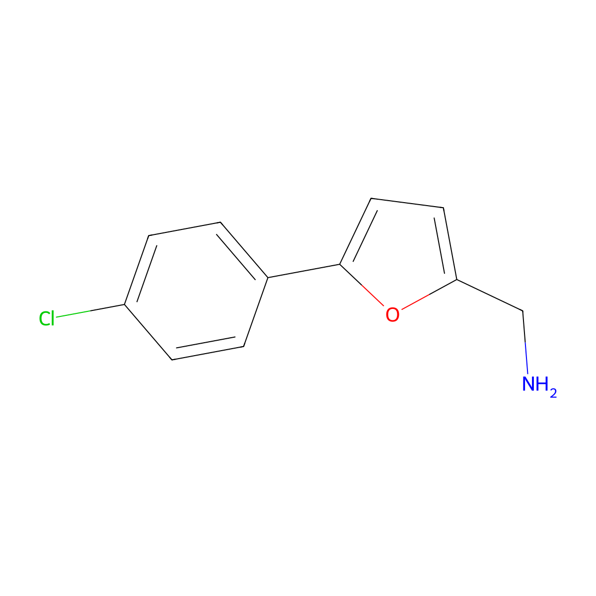 [5-(4-Chlorophenyl)-2-furyl]methylamine molecular structure, CAS 39170-14-4