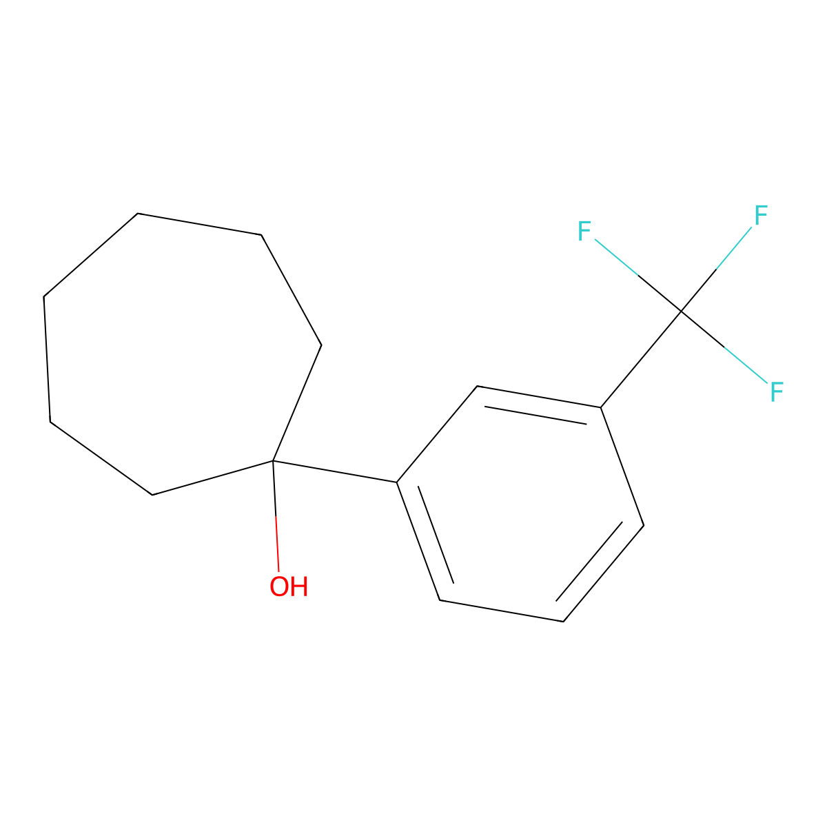 1-(3-(Trifluoromethyl)phenyl)cycloheptanol molecular structure, CAS 39173-38-1