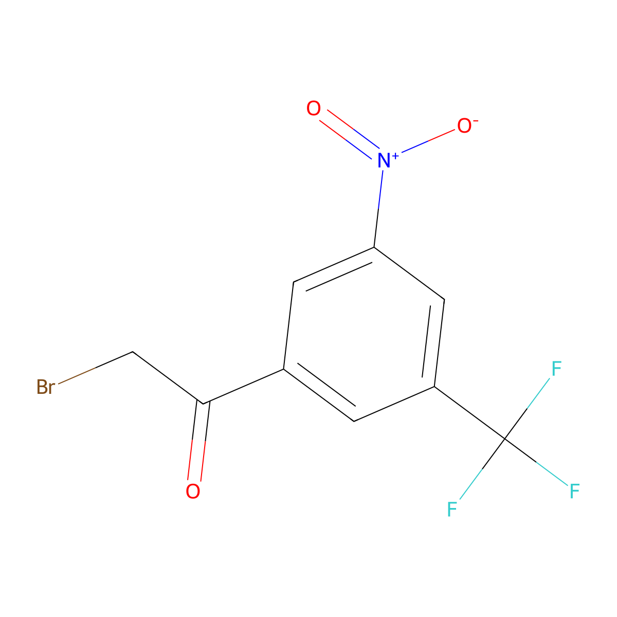 2-Bromo-1-[3-nitro-5-(trifluoromethyl)phenyl]ethanone molecular structure, CAS 39174-88-4