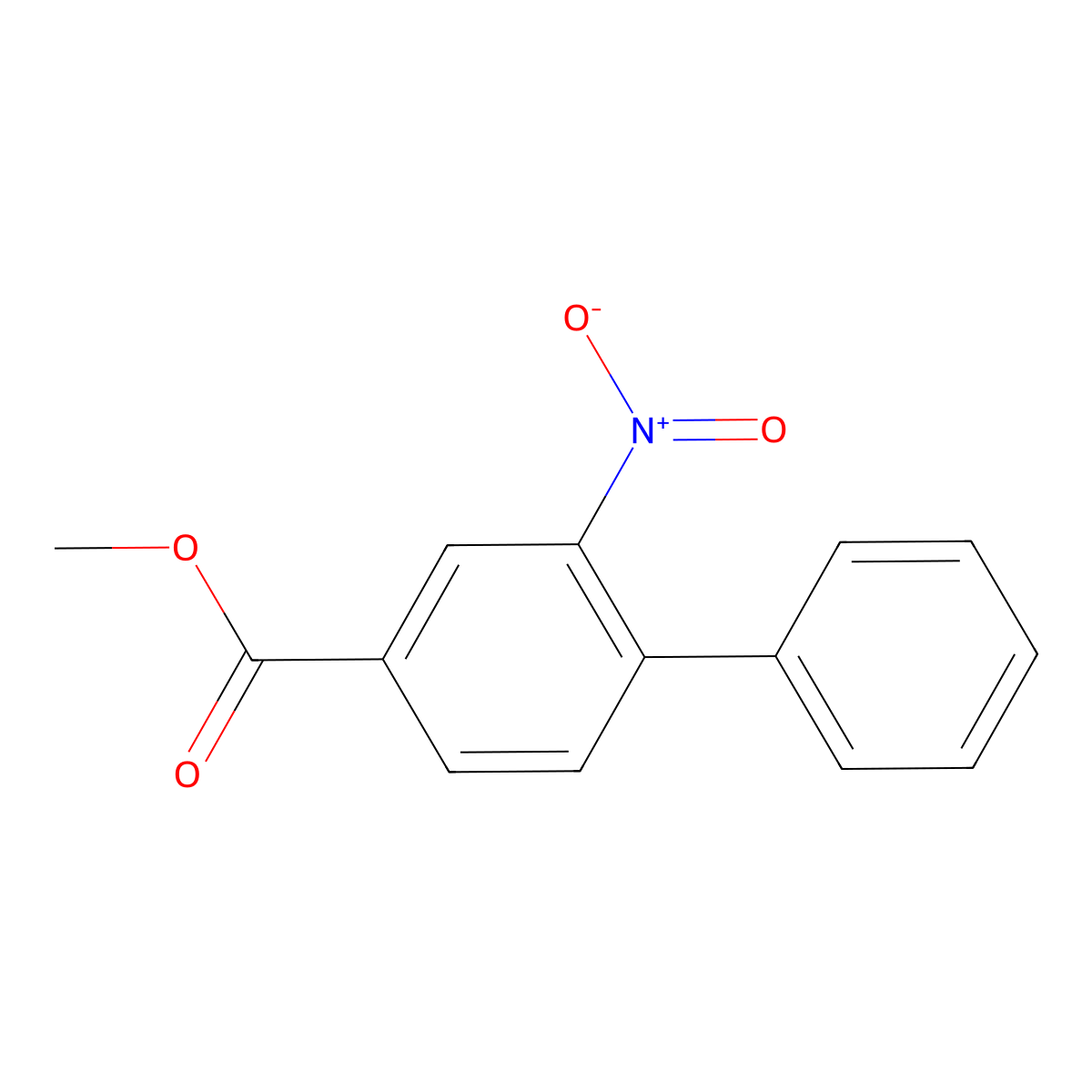 2-Nitro-biphenyl-4-carboxylic acid methyl ester molecular structure, CAS 39180-36-4