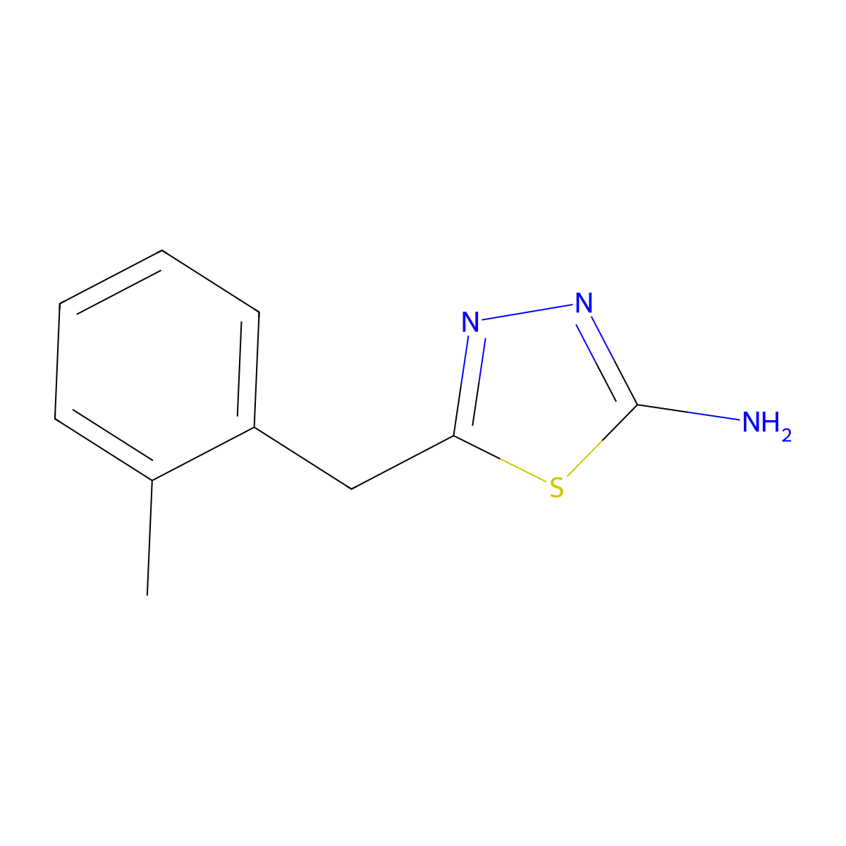 5-(2-Methylbenzyl)-1,3,4-thiadiazol-2-amine molecular structure, CAS 39181-44-7