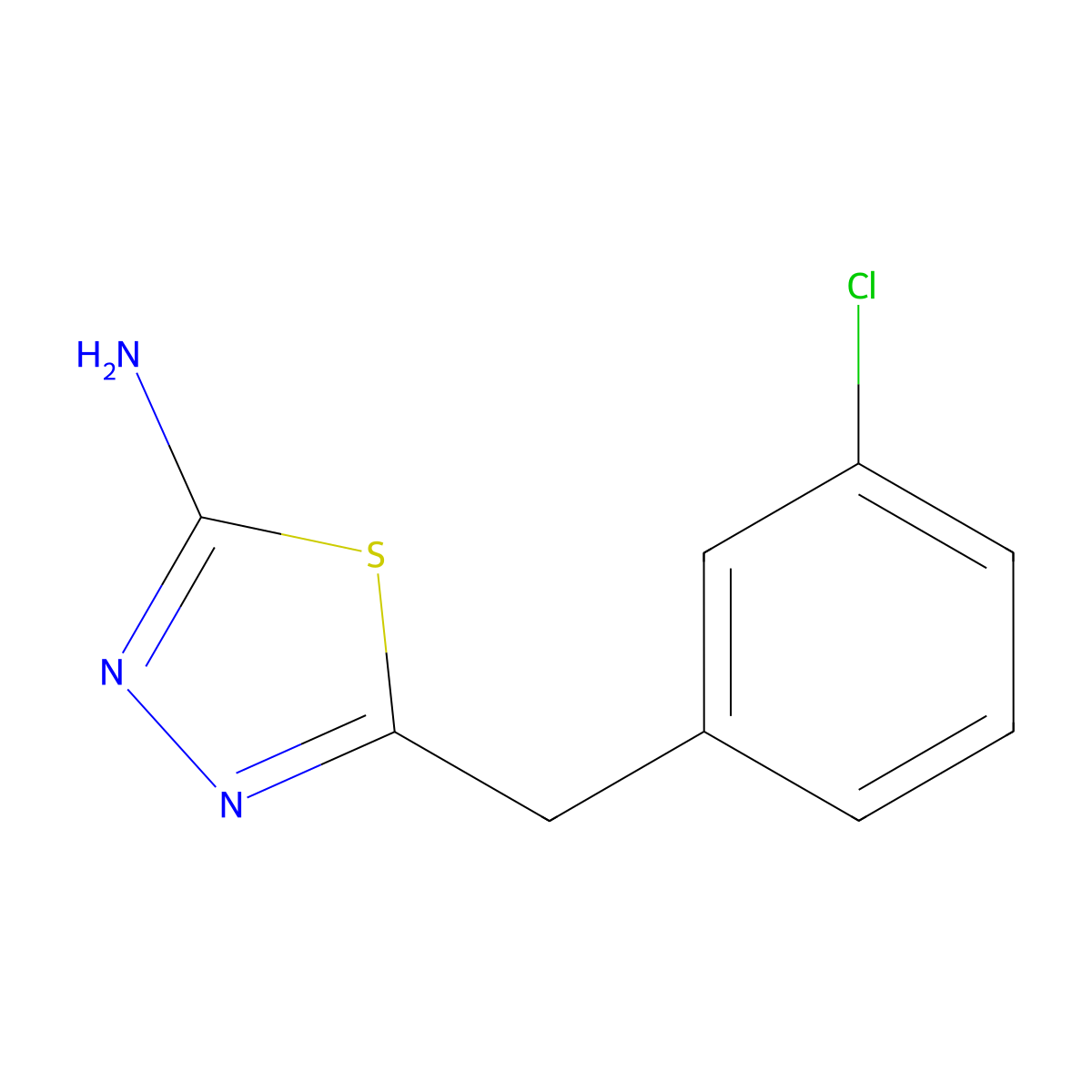5-[(3-Chlorophenyl)methyl]-1,3,4-thiadiazol-2-amine molecular structure, CAS 39181-49-2