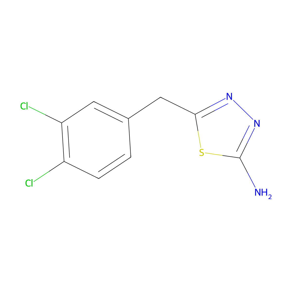 5-(3,4-Dichlorobenzyl)-1,3,4-thiadiazol-2-amine molecular structure, CAS 39181-51-6