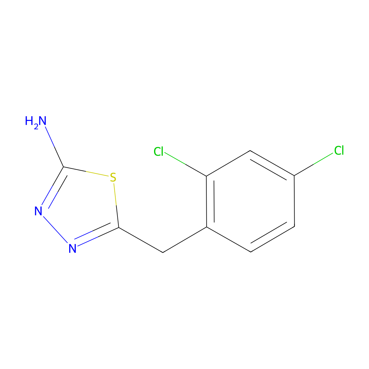 5-(2,4-Dichlorobenzyl)-1,3,4-thiadiazol-2-amine molecular structure, CAS 39181-52-7