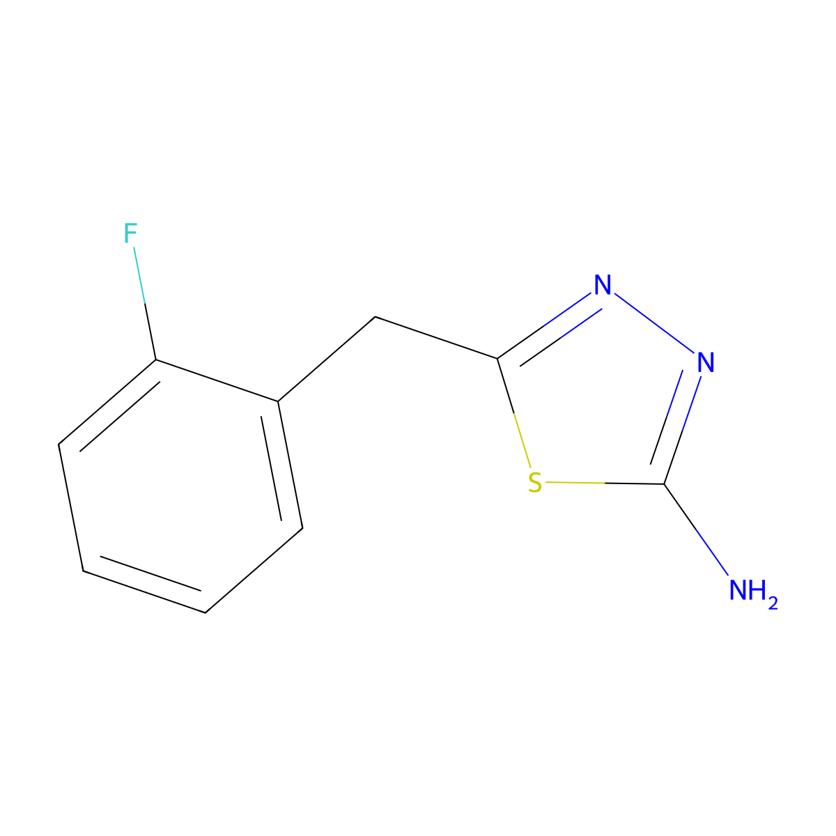 5-[(2-Fluorophenyl)methyl]-1,3,4-thiadiazol-2-amine molecular structure, CAS 39181-53-8