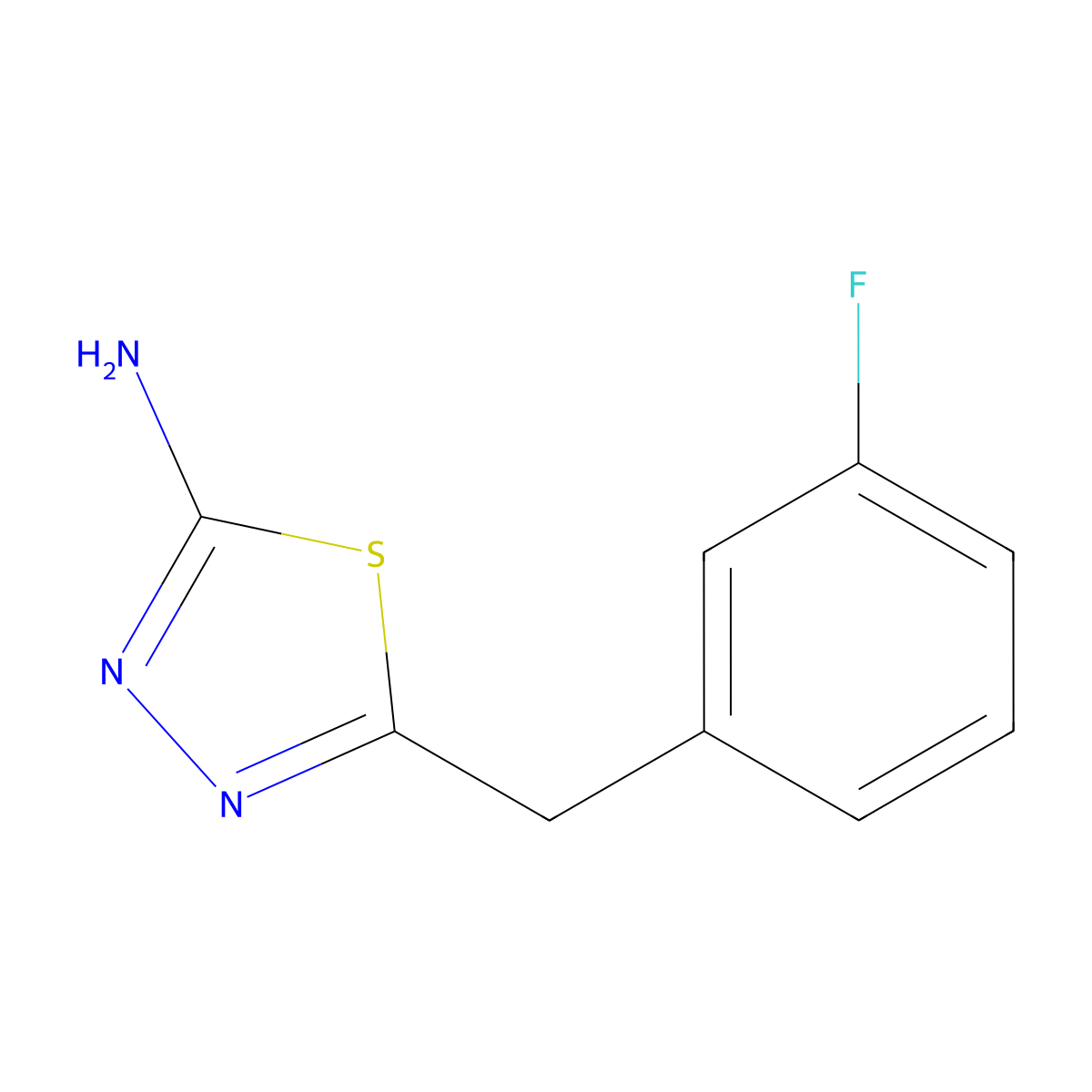 5-[(3-Fluorophenyl)methyl]-1,3,4-thiadiazol-2-amine molecular structure, CAS 39181-54-9