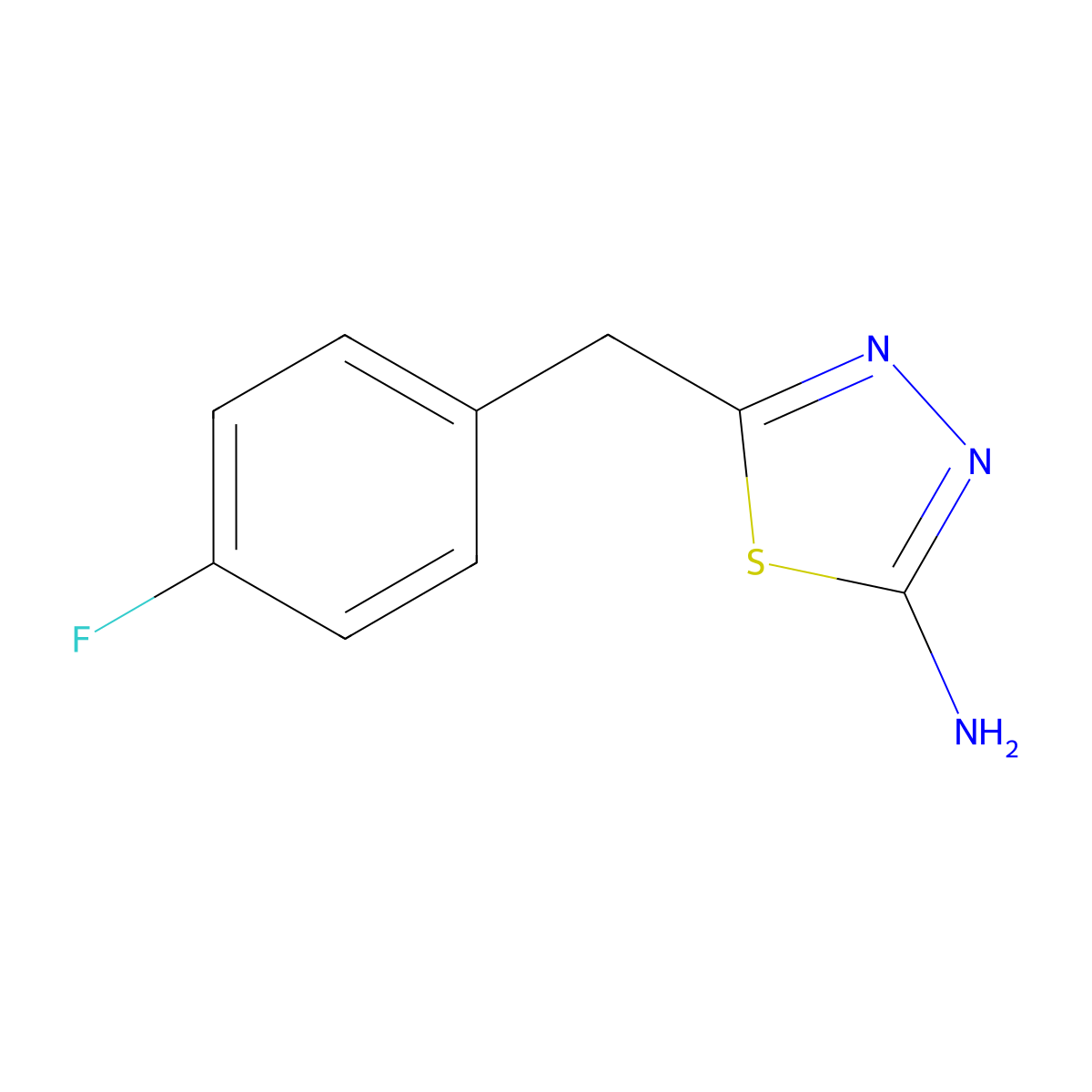 5-[(4-Fluorophenyl)methyl]-1,3,4-thiadiazol-2-amine molecular structure, CAS 39181-55-0