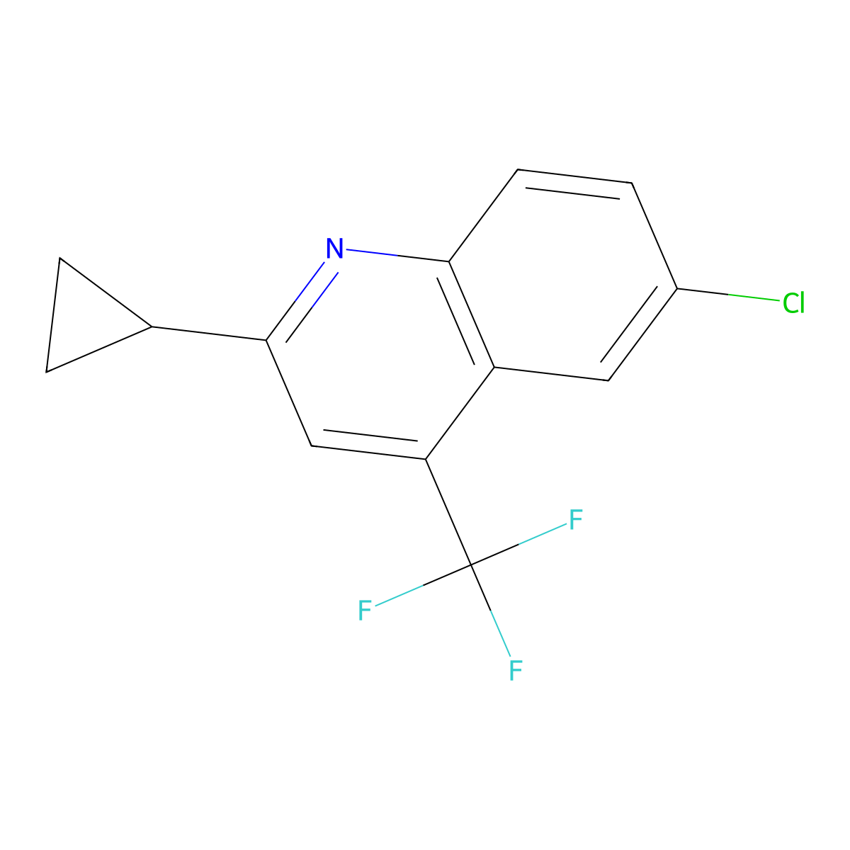 6-Chloro-2-cyclopropyl-4-(trifluoromethyl)quinoline molecular structure, CAS 391860-73-4