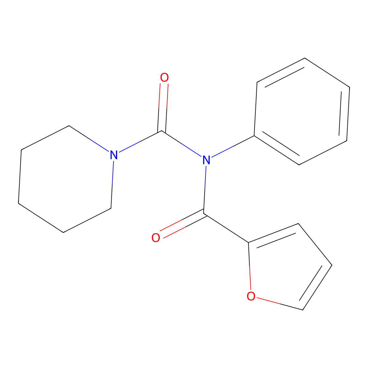 N-(furan-2-carbonyl)-N-phenylpiperidine-1-carboxamide molecular structure, CAS 391861-33-9