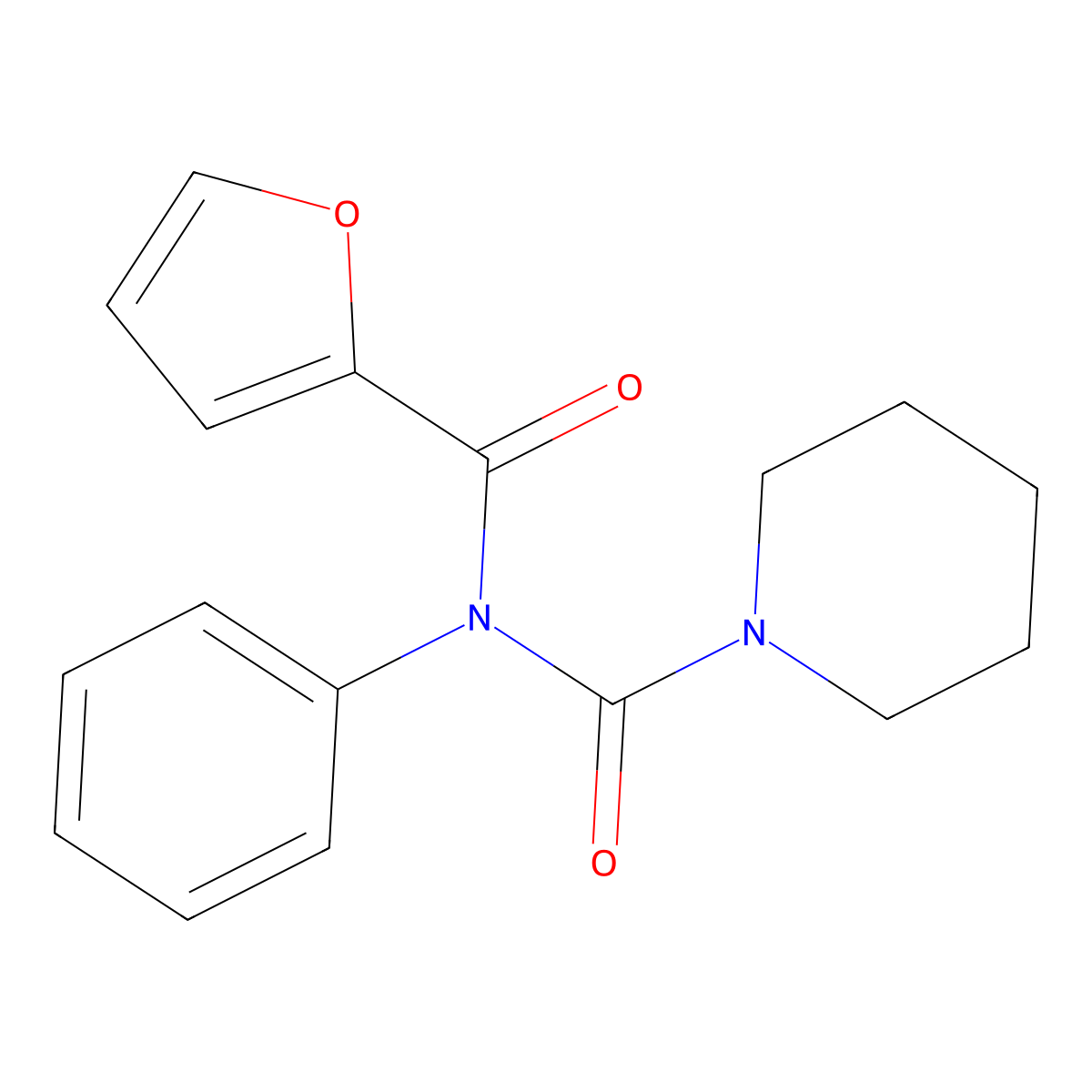 N-(furan-2-carbonyl)-N-phenylpiperidine-1-carboxamide molecular structure, CAS 391861-33-9