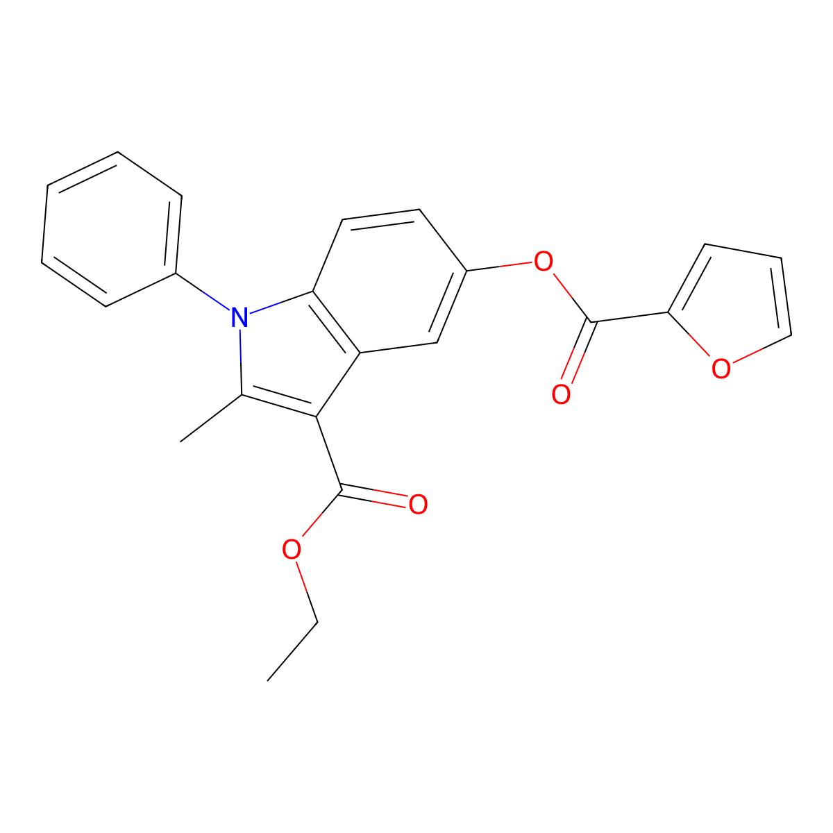 Ethyl 5-(furan-2-carbonyloxy)-2-methyl-1-phenylindole-3-carboxylate molecular structure, CAS 391861-99-7