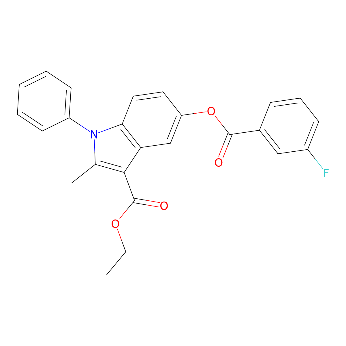Ethyl 5-(3-fluorobenzoyl)oxy-2-methyl-1-phenylindole-3-carboxylate molecular structure, CAS 391862-06-9