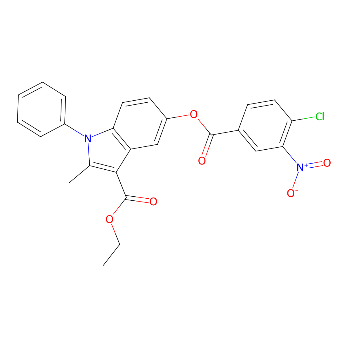 ethyl 5-((4-chloro-3-nitrobenzoyl)oxy)-2-methyl-1-phenyl-1H-indole-3-carboxylate molecular structure, CAS 391862-08-1