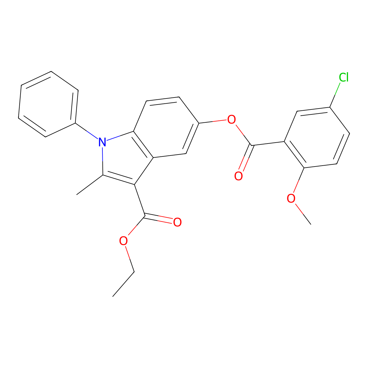 ethyl 5-((5-chloro-2-methoxybenzoyl)oxy)-2-methyl-1-phenyl-1H-indole-3-carboxylate molecular structure, CAS 391862-13-8