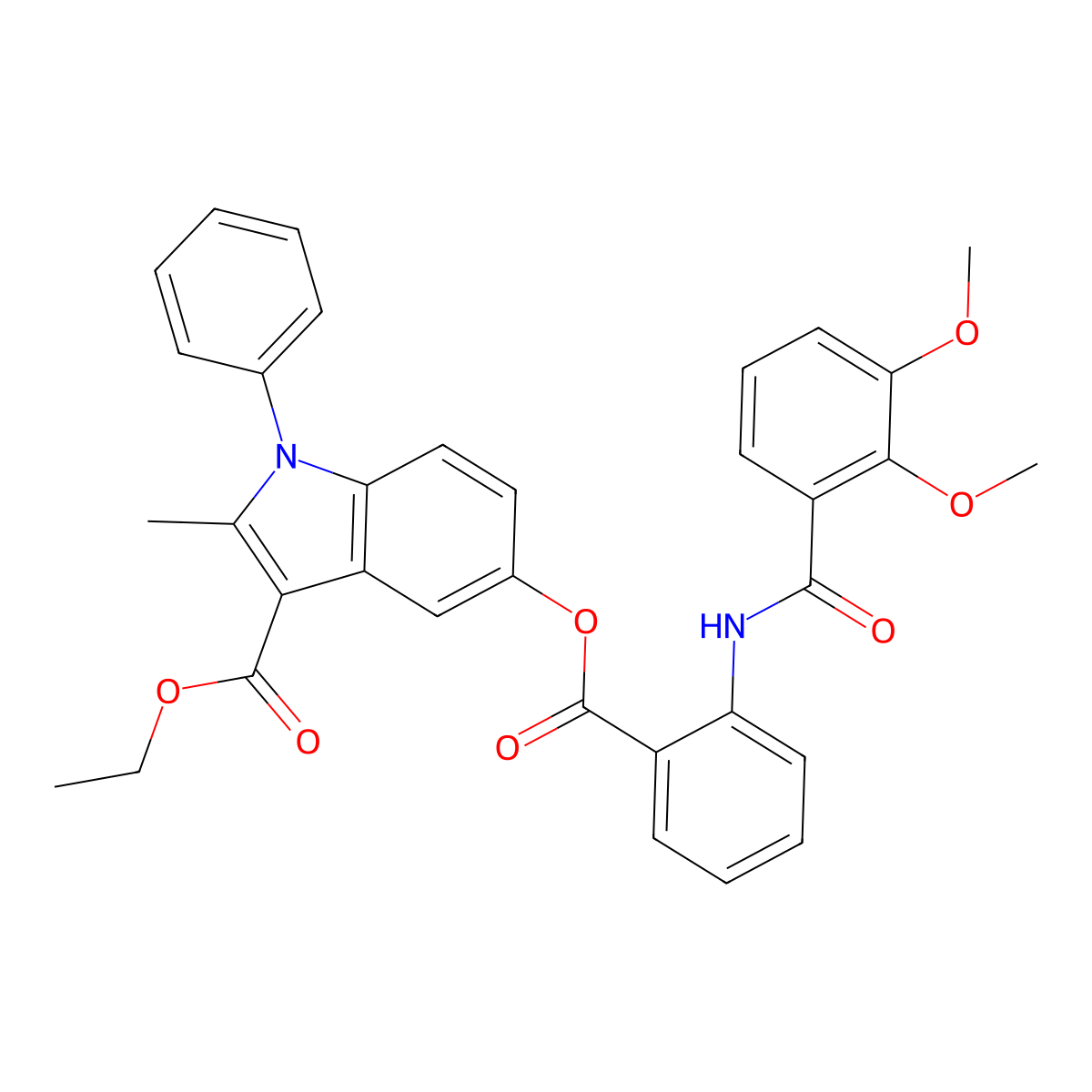ethyl 5-((2-(2,3-dimethoxybenzamido)benzoyl)oxy)-2-methyl-1-phenyl-1H-indole-3-carboxylate molecular structure, CAS 391862-28-5