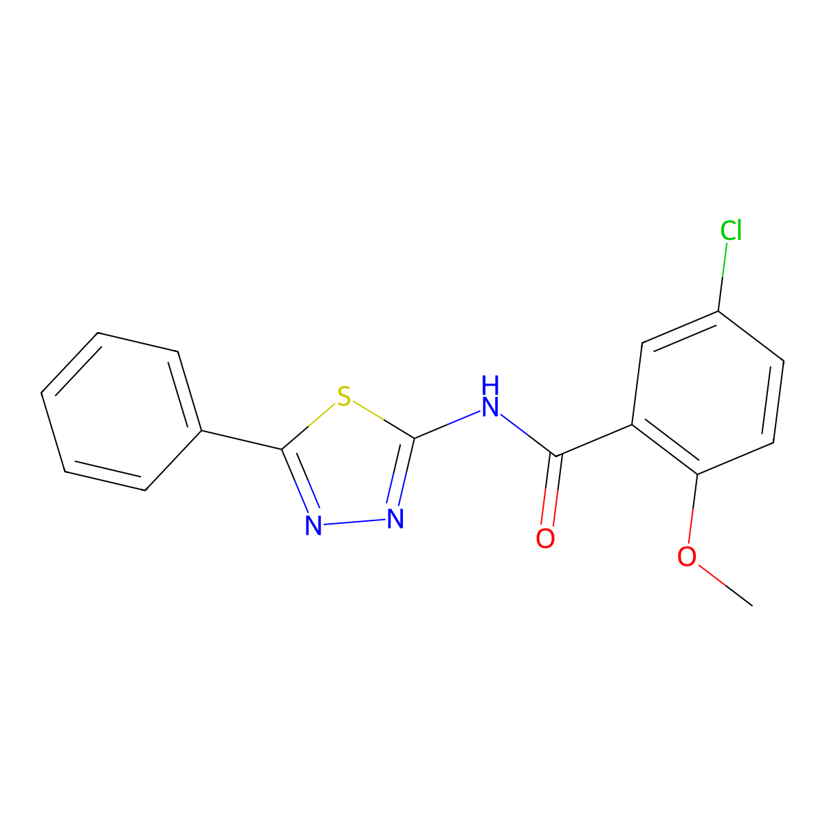 5-chloro-2-methoxy-N-(5-phenyl-1,3,4-thiadiazol-2-yl)benzamide molecular structure, CAS 391862-35-4