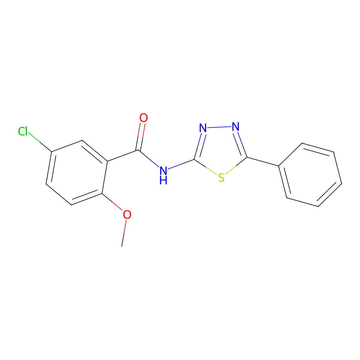 5-chloro-2-methoxy-N-(5-phenyl-1,3,4-thiadiazol-2-yl)benzamide molecular structure, CAS 391862-35-4