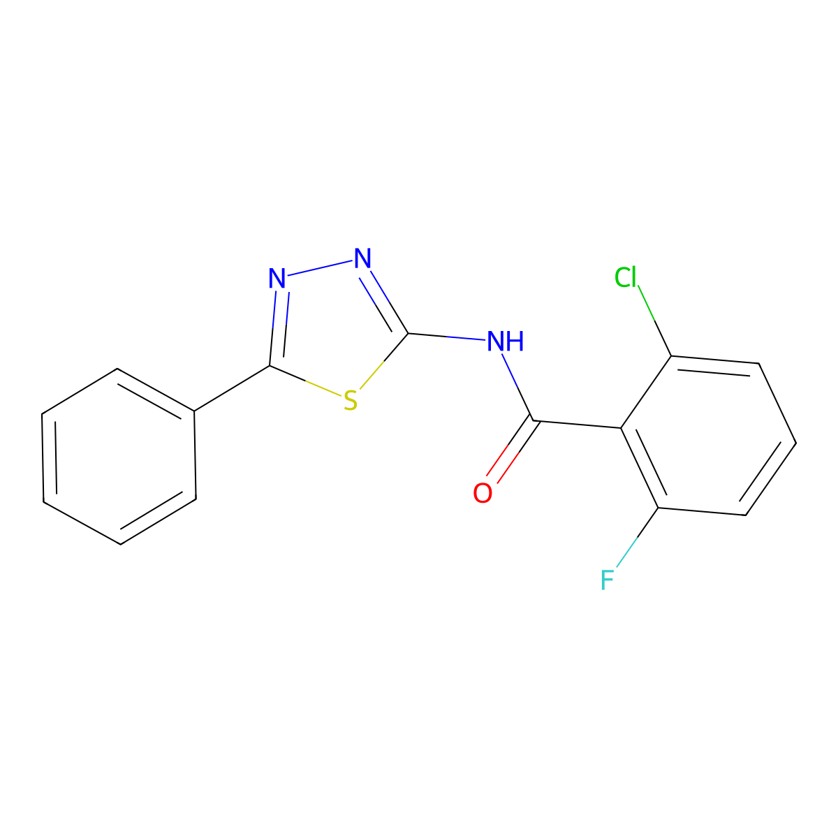 2-chloro-6-fluoro-N-(5-phenyl-1,3,4-thiadiazol-2-yl)benzamide molecular structure, CAS 391862-36-5