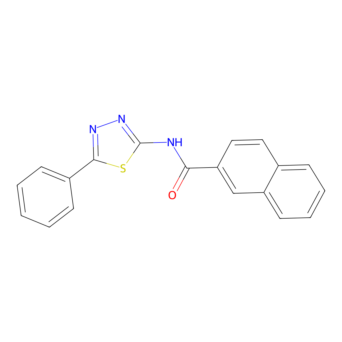 N-(5-phenyl-1,3,4-thiadiazol-2-yl)naphthalene-2-carboxamide molecular structure, CAS 391862-37-6