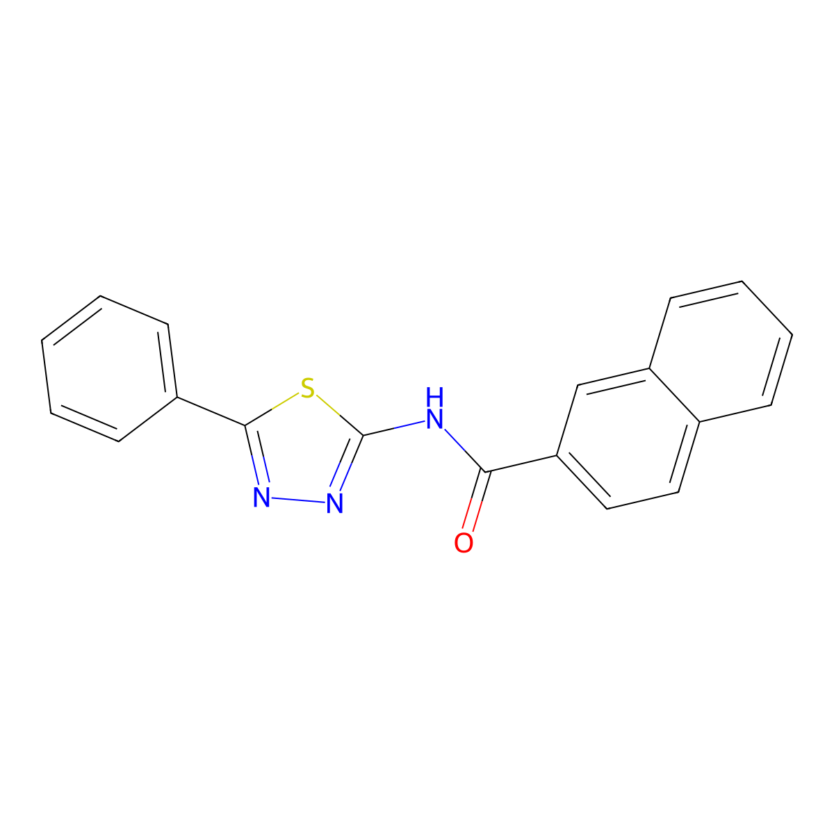 N-(5-phenyl-1,3,4-thiadiazol-2-yl)naphthalene-2-carboxamide molecular structure, CAS 391862-37-6