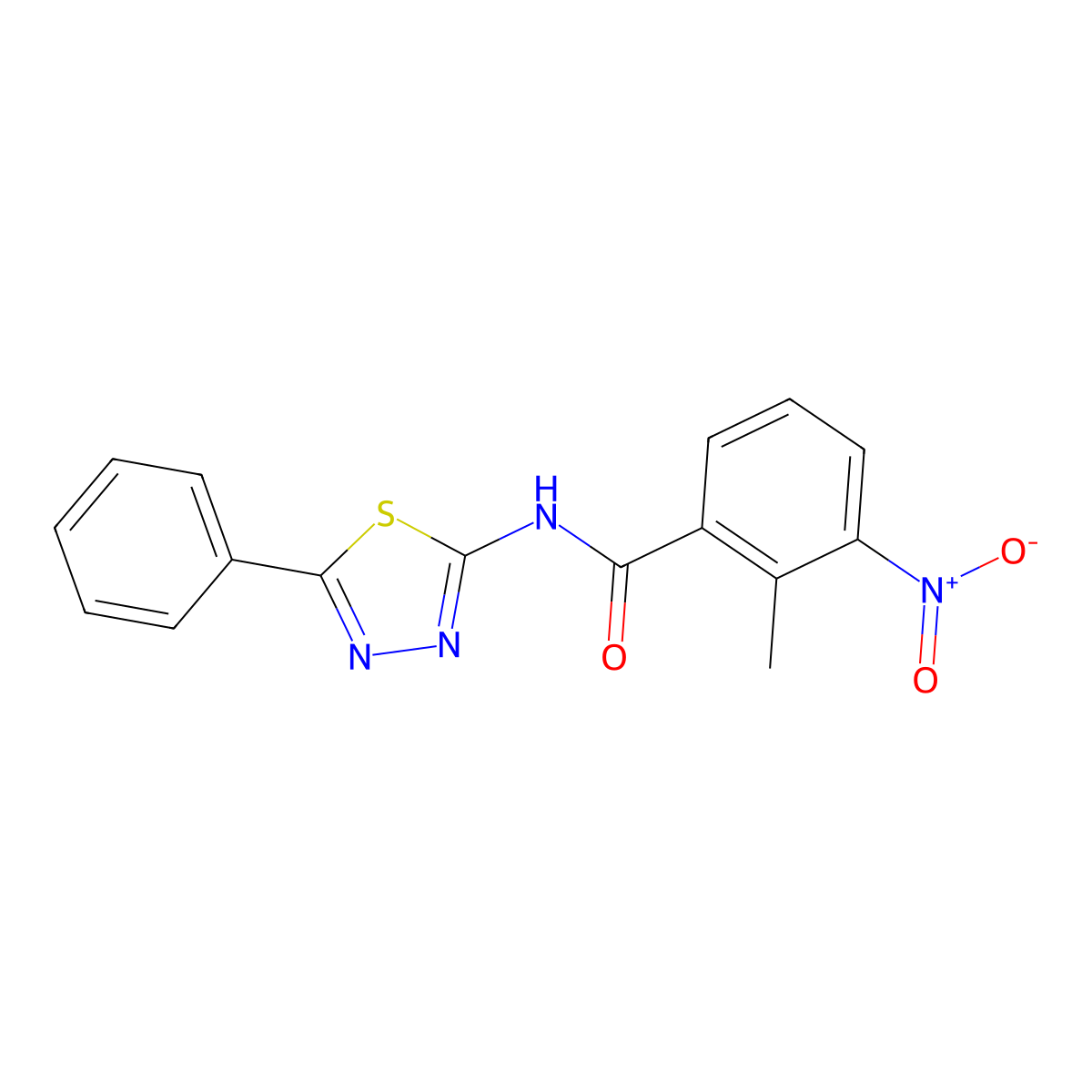 2-methyl-3-nitro-N-(5-phenyl-1,3,4-thiadiazol-2-yl)benzamide molecular structure, CAS 391862-39-8