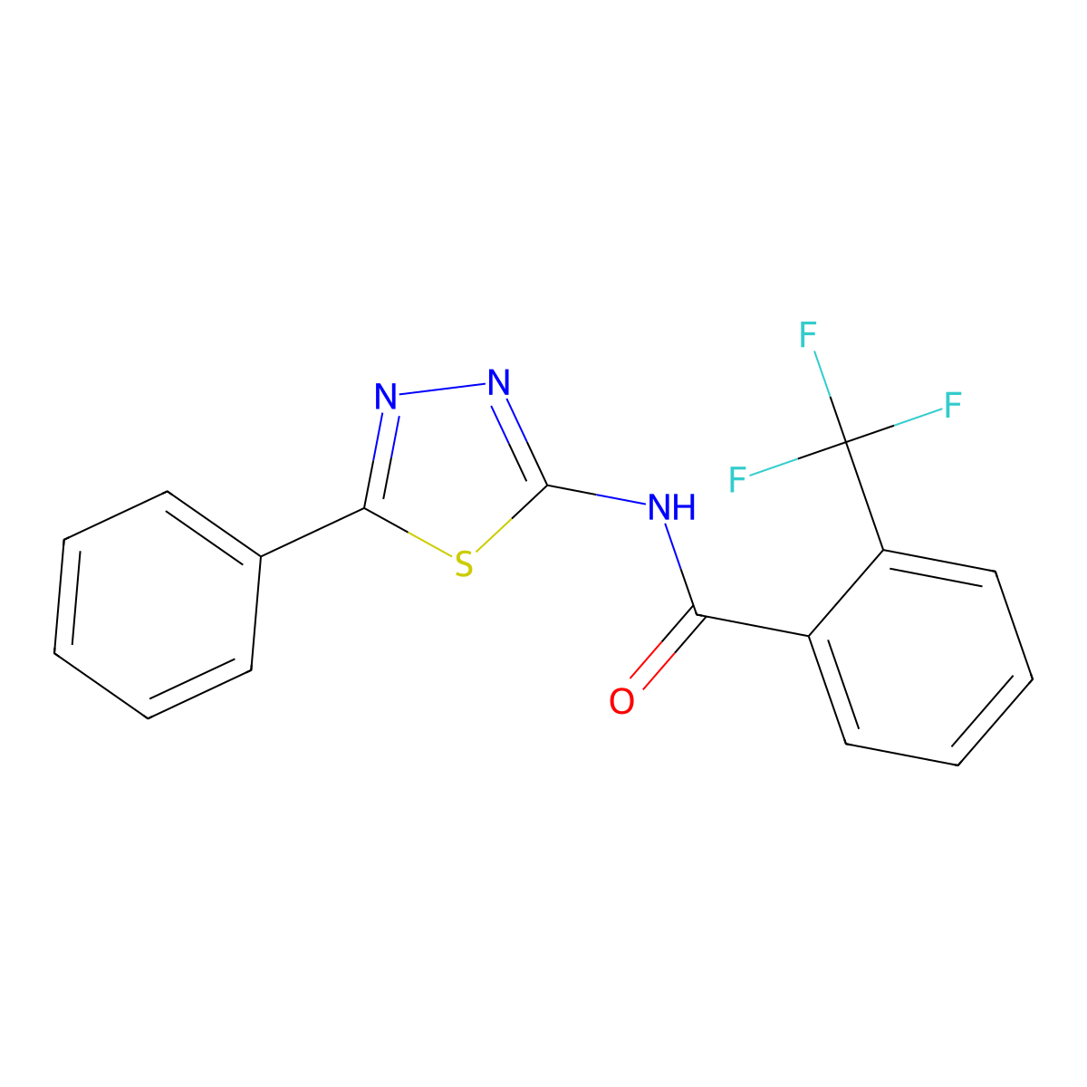 N-(5-phenyl-1,3,4-thiadiazol-2-yl)-2-(trifluoromethyl)benzamide molecular structure, CAS 391862-41-2