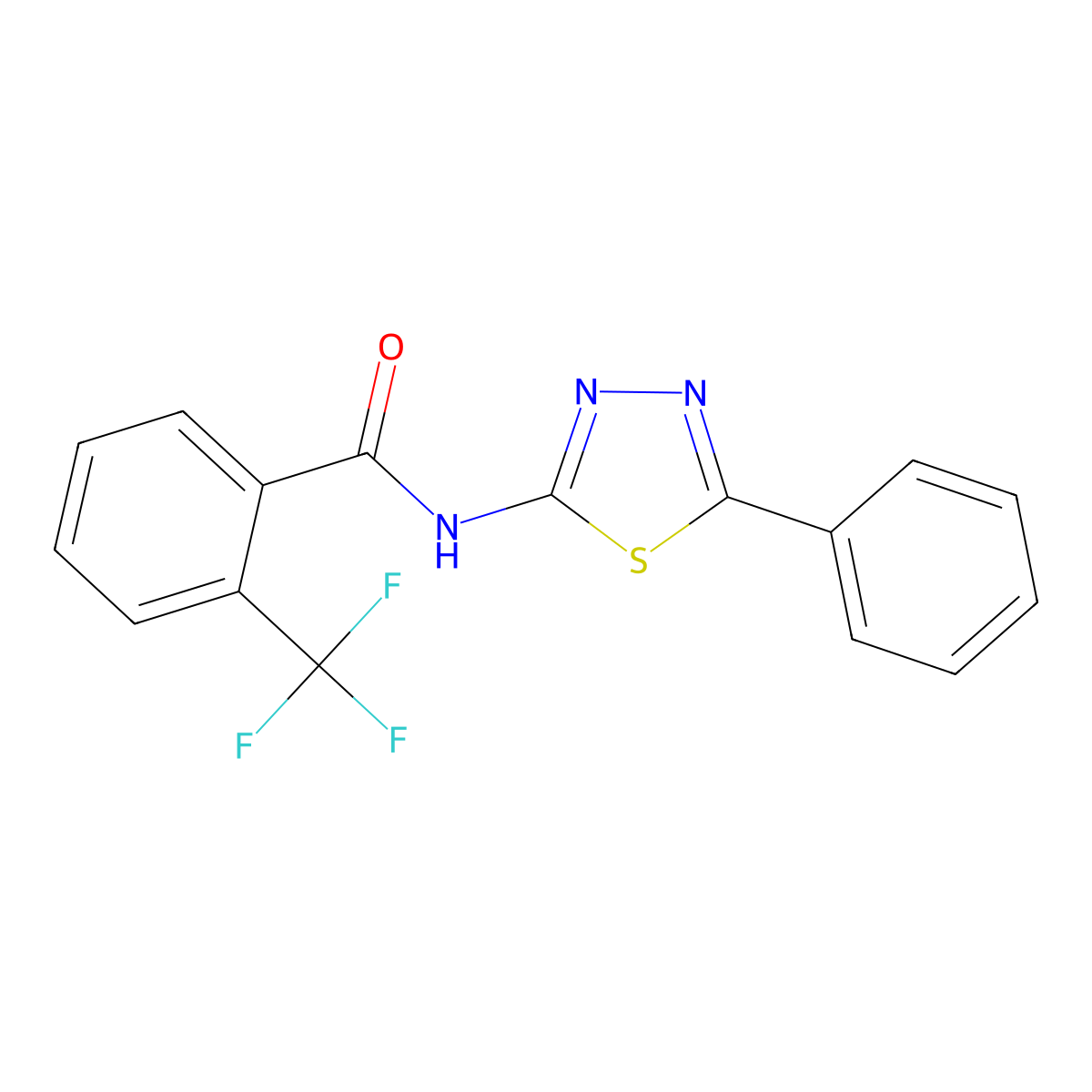 N-(5-phenyl-1,3,4-thiadiazol-2-yl)-2-(trifluoromethyl)benzamide molecular structure, CAS 391862-41-2