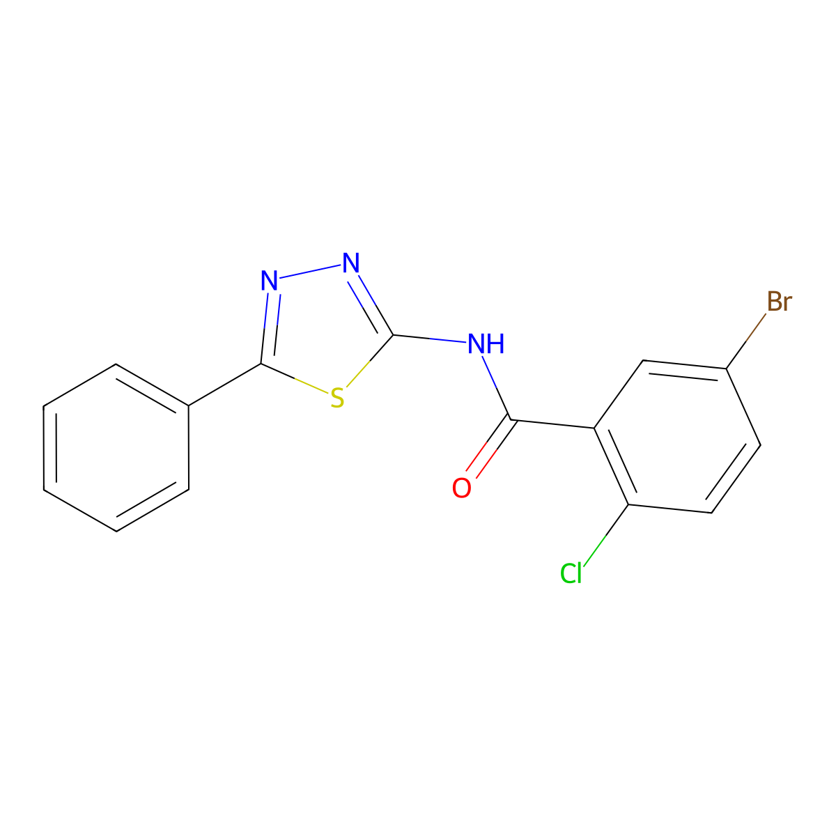 5-bromo-2-chloro-N-(5-phenyl-1,3,4-thiadiazol-2-yl)benzamide molecular structure, CAS 391862-42-3