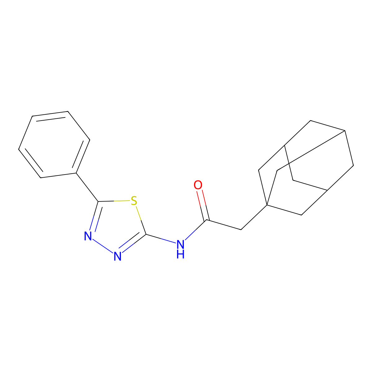 2-(1-adamantyl)-N-(5-phenyl-1,3,4-thiadiazol-2-yl)acetamide molecular structure, CAS 391862-43-4