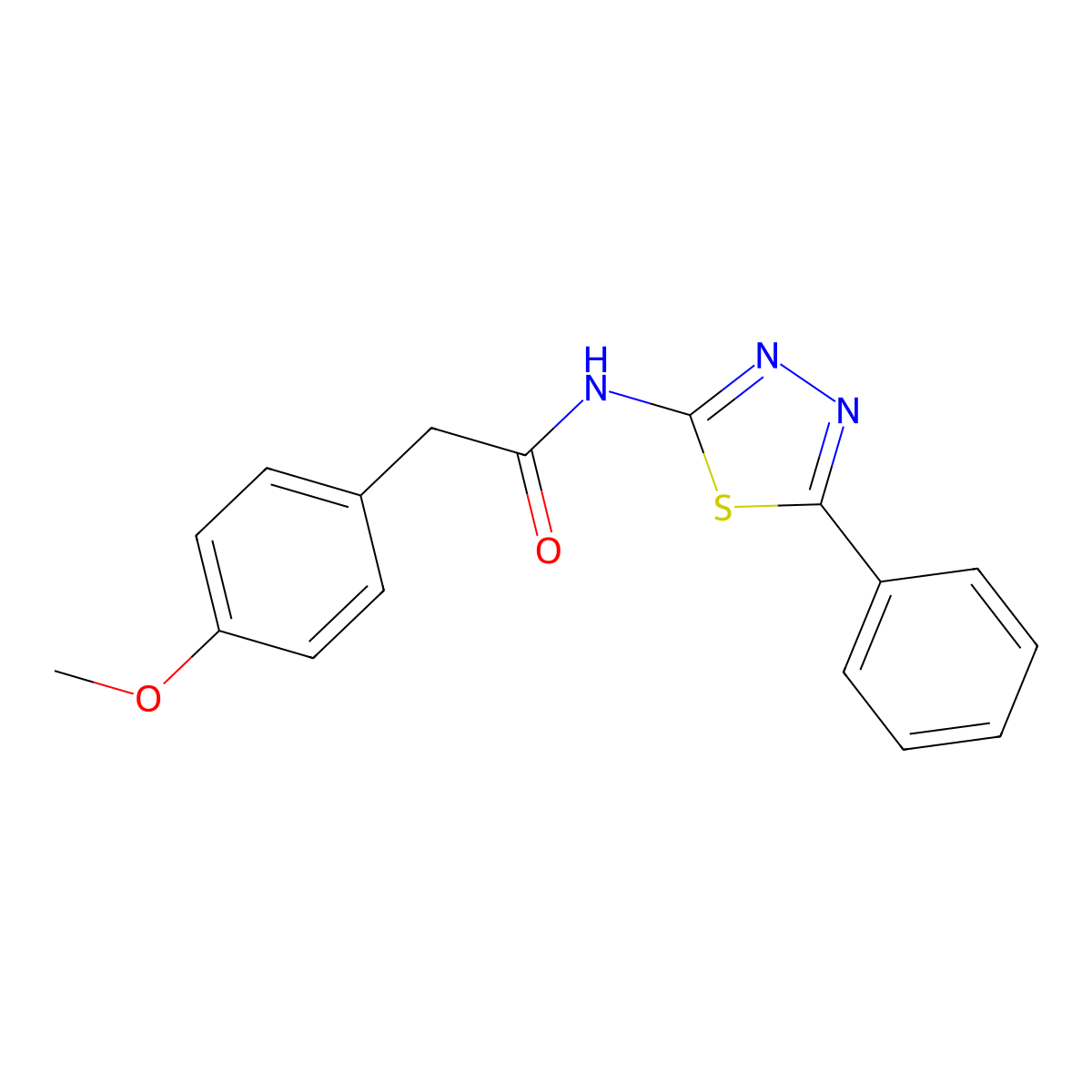 2-(4-methoxyphenyl)-N-(5-phenyl-1,3,4-thiadiazol-2-yl)acetamide molecular structure, CAS 391862-44-5