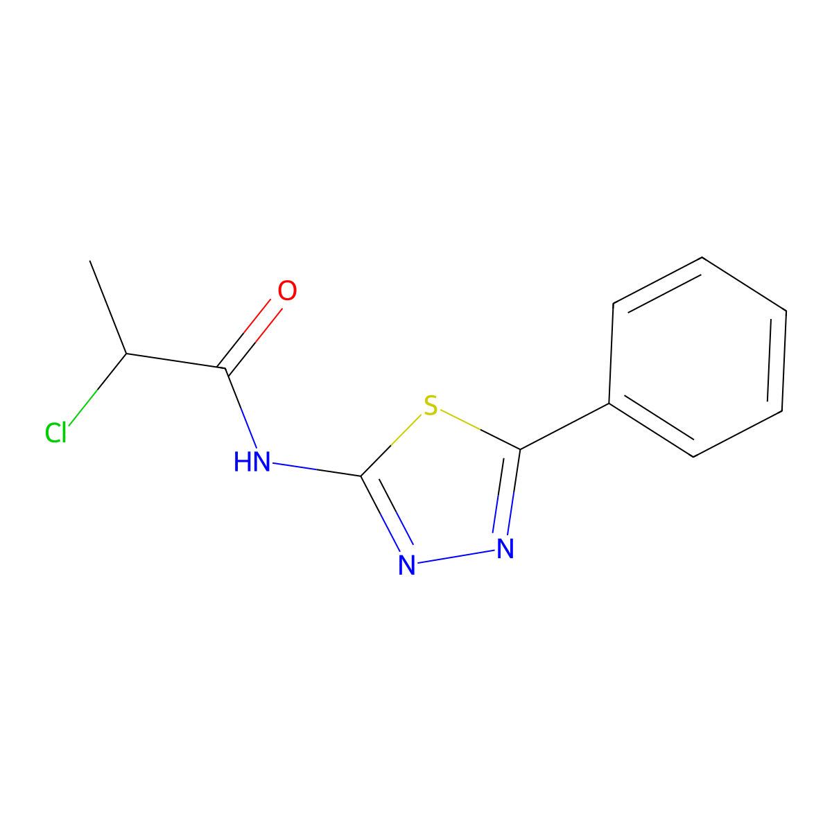 2-chloro-N-(5-phenyl-1,3,4-thiadiazol-2-yl)propanamide molecular structure, CAS 391862-45-6
