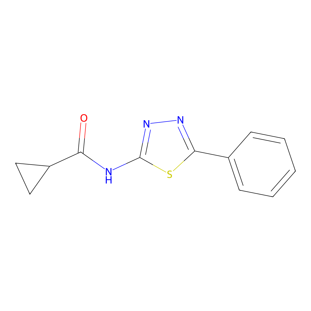 N-(5-phenyl-1,3,4-thiadiazol-2-yl)cyclopropanecarboxamide molecular structure, CAS 391862-47-8