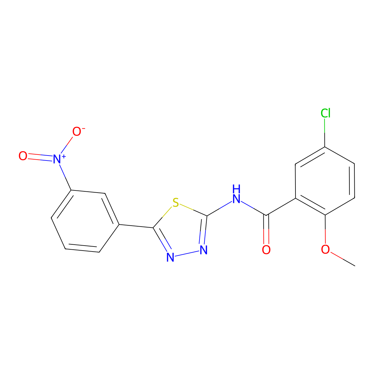 5-chloro-2-methoxy-N-[5-(3-nitrophenyl)-1,3,4-thiadiazol-2-yl]benzamide molecular structure, CAS 391862-48-9