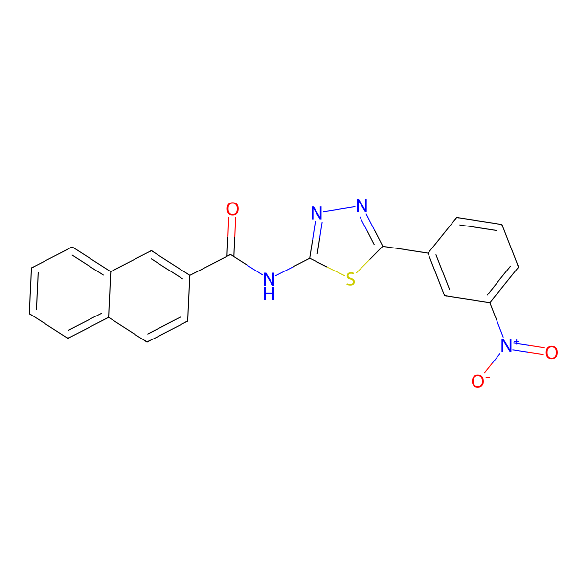 N-[5-(3-nitrophenyl)-1,3,4-thiadiazol-2-yl]naphthalene-2-carboxamide molecular structure, CAS 391862-50-3