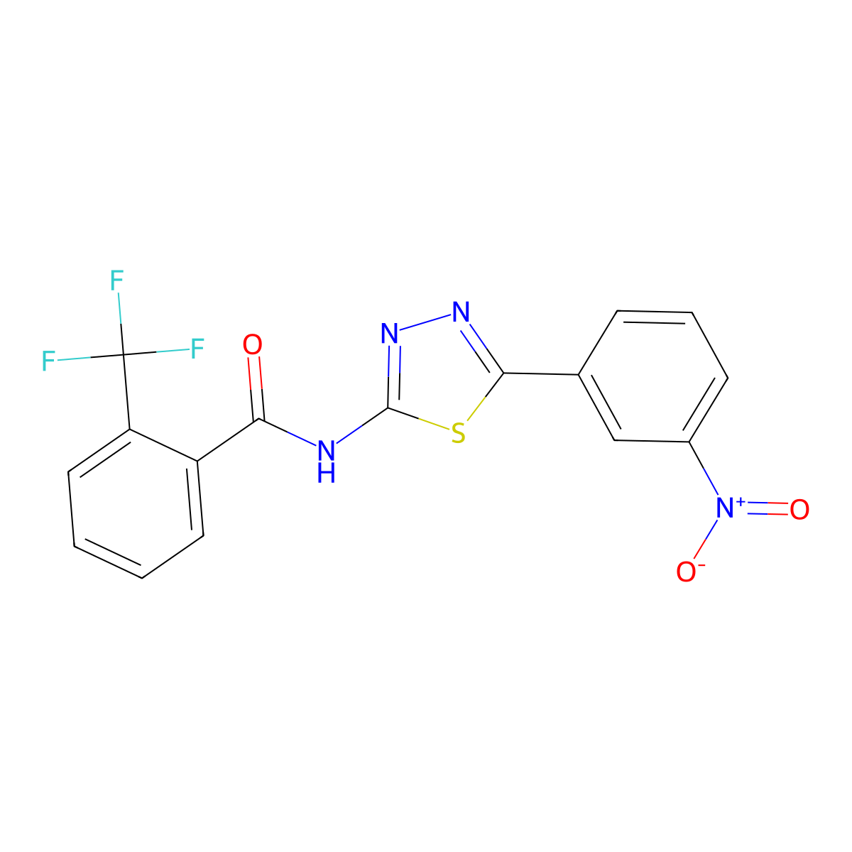N-[5-(3-nitrophenyl)-1,3,4-thiadiazol-2-yl]-2-(trifluoromethyl)benzamide molecular structure, CAS 391862-54-7