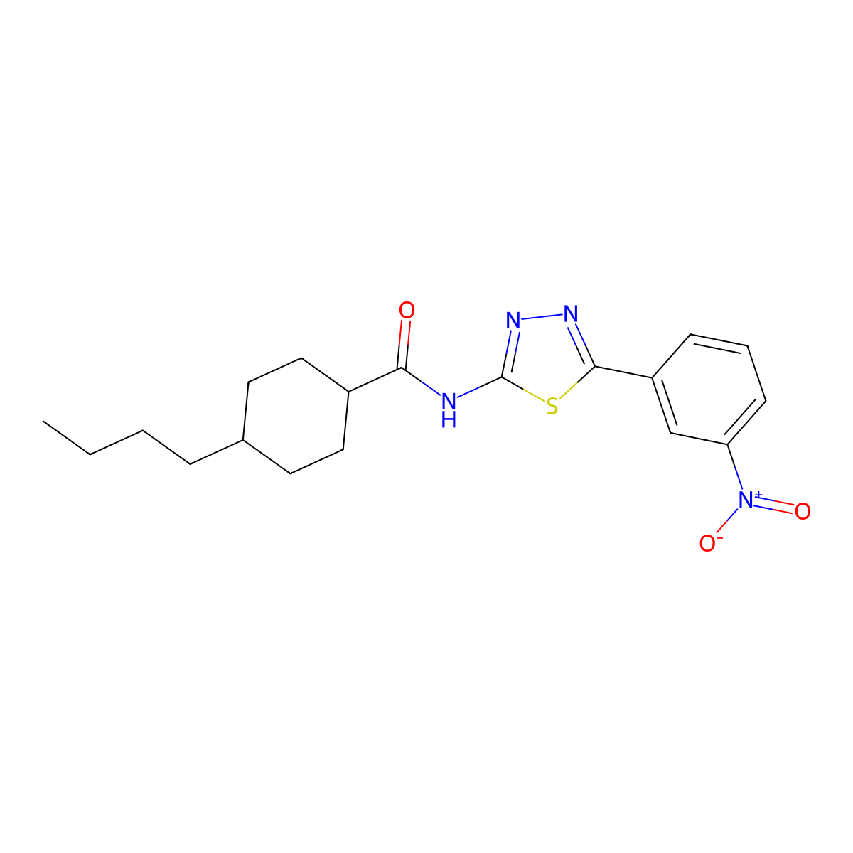 4-butyl-N-[5-(3-nitrophenyl)-1,3,4-thiadiazol-2-yl]cyclohexane-1-carboxamide molecular structure, CAS 391862-57-0