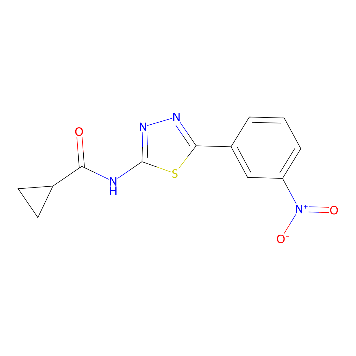 N-[5-(3-nitrophenyl)-1,3,4-thiadiazol-2-yl]cyclopropanecarboxamide molecular structure, CAS 391862-61-6