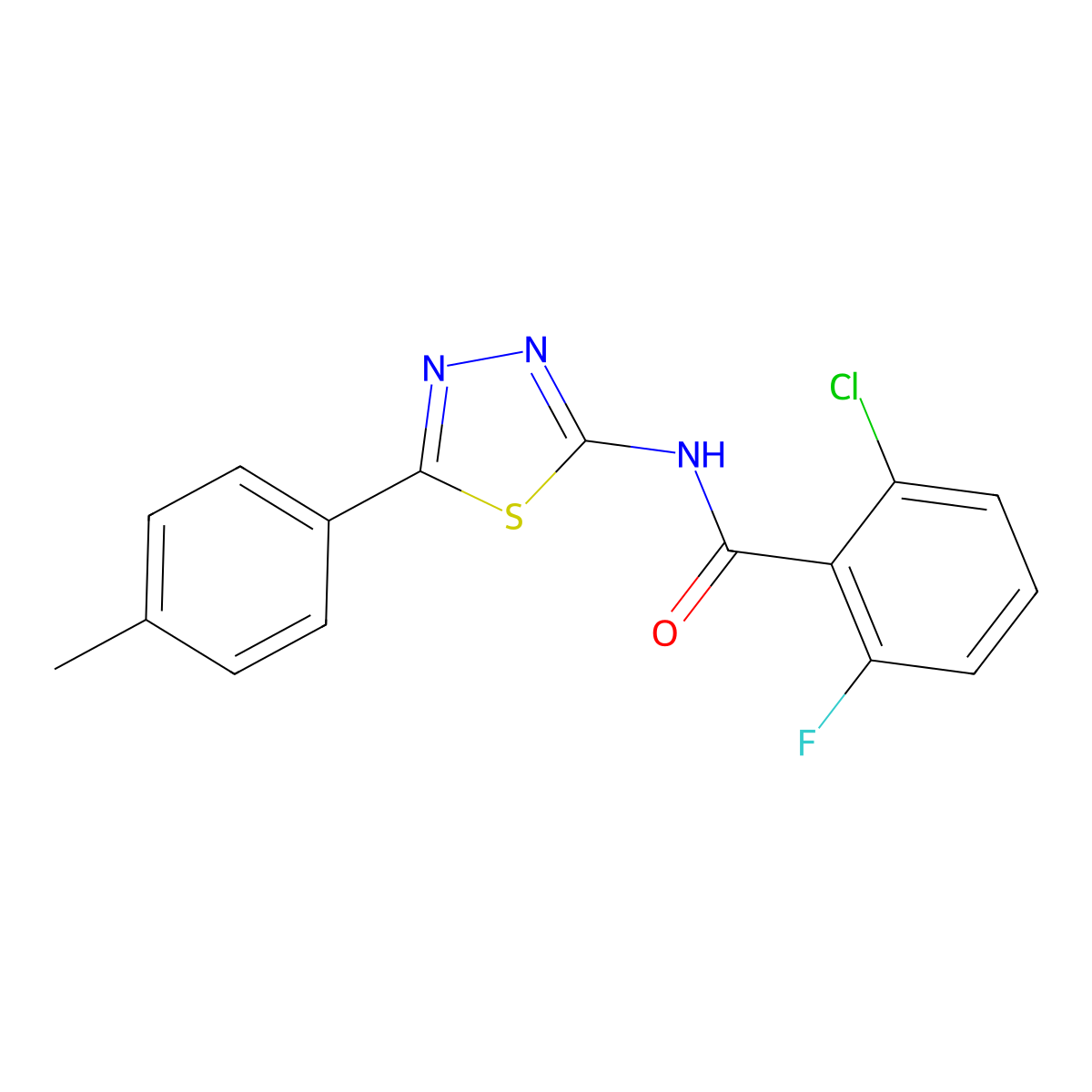 2-chloro-6-fluoro-N-[5-(4-methylphenyl)-1,3,4-thiadiazol-2-yl]benzamide molecular structure, CAS 391862-63-8